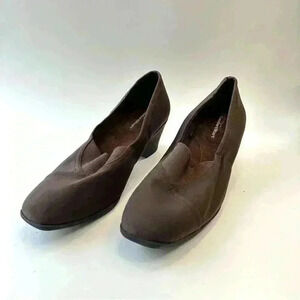 George Heels Womens 6 Comfort Start Loafers Pumps Wedge Black Fabric Slipā On